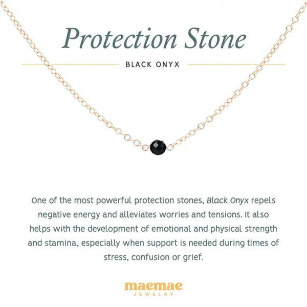 maemae Crystal Healing Black Onyx Protection Stone Necklace
