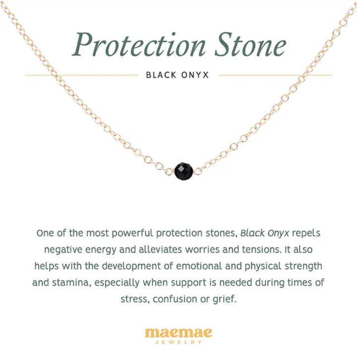 maemae Crystal Healing Black Onyx Protection Stone Necklace