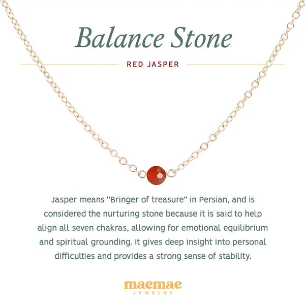 maemae Crystal Healing Red Jasper Balance Stone Necklace