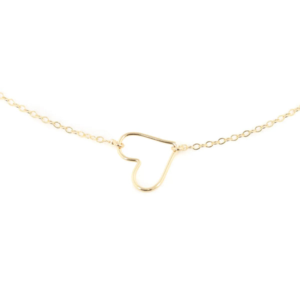 Gold-filled Sweetheart Necklace by Amy Joy Jewelry, featuring an open-heart pendant on a delicate chain.