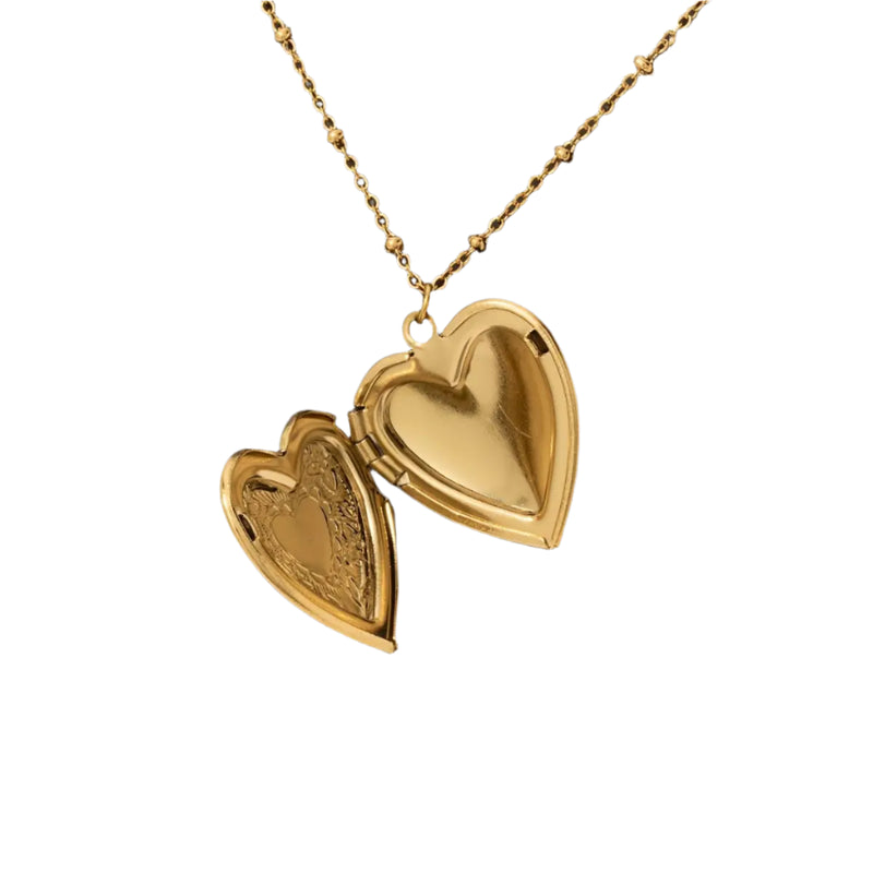 Floral Engraved Heart Locket Pendant