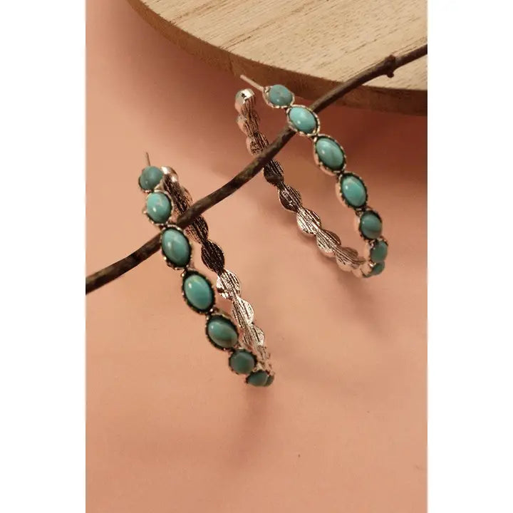 JOSSLYN Western Turquoise Hoops