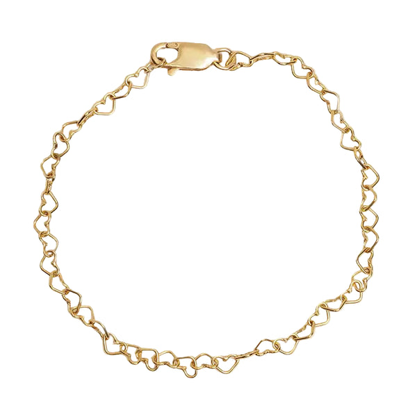 Made By Mary heart chain bracelet – delicate gold vermeil link bracelet with heart charm, adjustable and layering-friendly.
