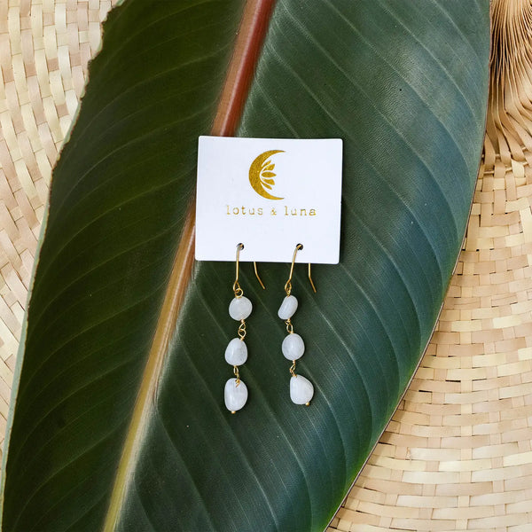 Lotus & Luna Moonstone Waterfall Earrings