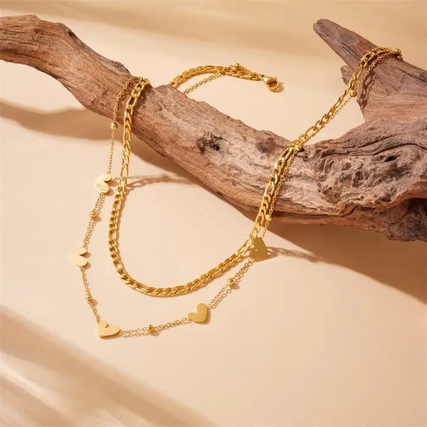 JOSSLYN Layered Mixed Dainty Heart Necklace