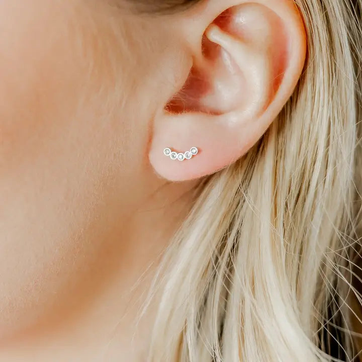 Linny Co. Screwback Stud Earrings - Abigail Sparkle Silver