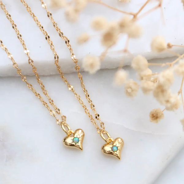 Mesa Blue Opal Dainty Heart Necklace