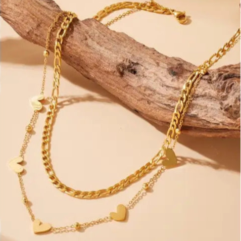 JOSSLYN Layered Mixed Dainty Heart Necklace
