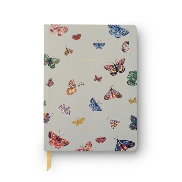 Rifle Paper Co. softcover journal featuring Curio Butterfly design – whimsical butterfly notebook with lined pages for notes, journaling, or gifting.