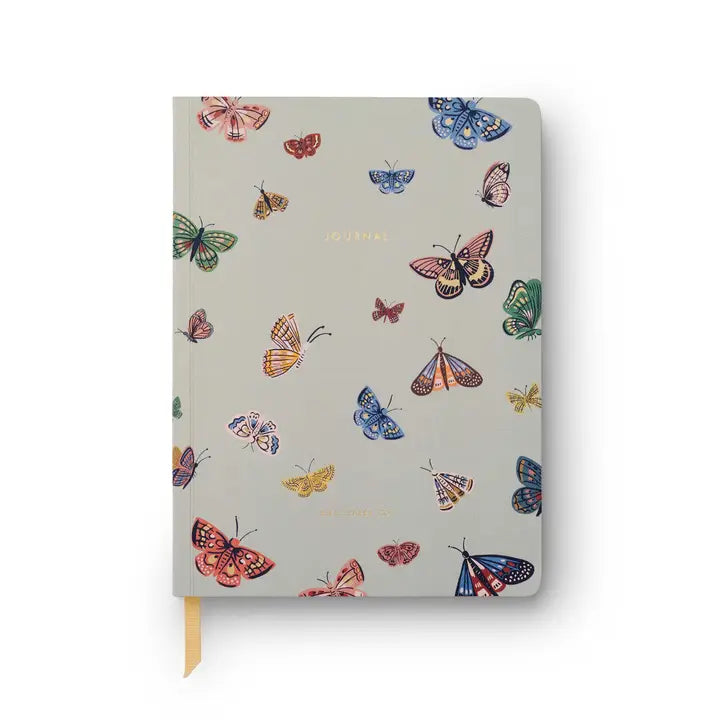 Rifle Paper Co. softcover journal featuring Curio Butterfly design – whimsical butterfly notebook with lined pages for notes, journaling, or gifting.