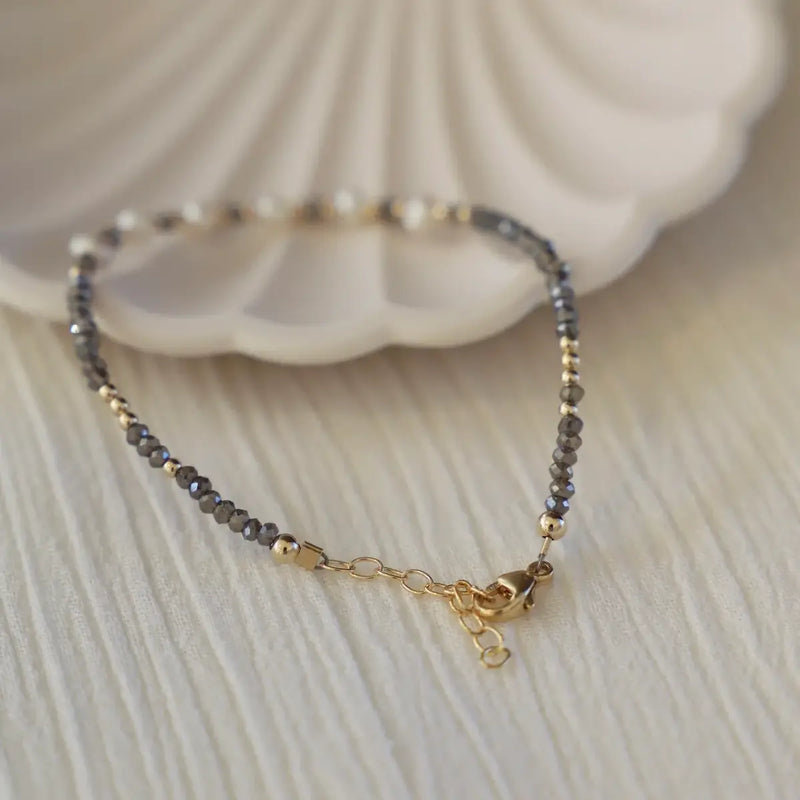 Katie Waltman Gold Filled Smoky Crystal and Pearl Bracelet
