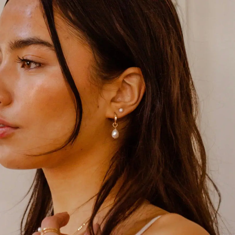 Made By Mary Single Pearl Hoop Earrings