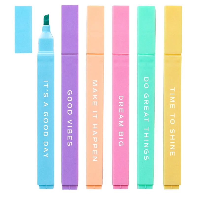 Sweet Water Decor bright highlighter set – motivational stationery with 'Do Great Things' message for planners, notes, and journaling. Great gift for anyone.