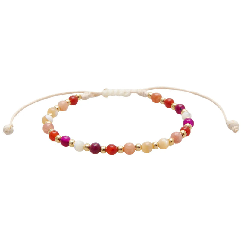 Lotus & Luna Big Island 4 mm healing bracelet – adjustable agate, howlite & sandstone beads on cotton cord inspired by Hawaii.