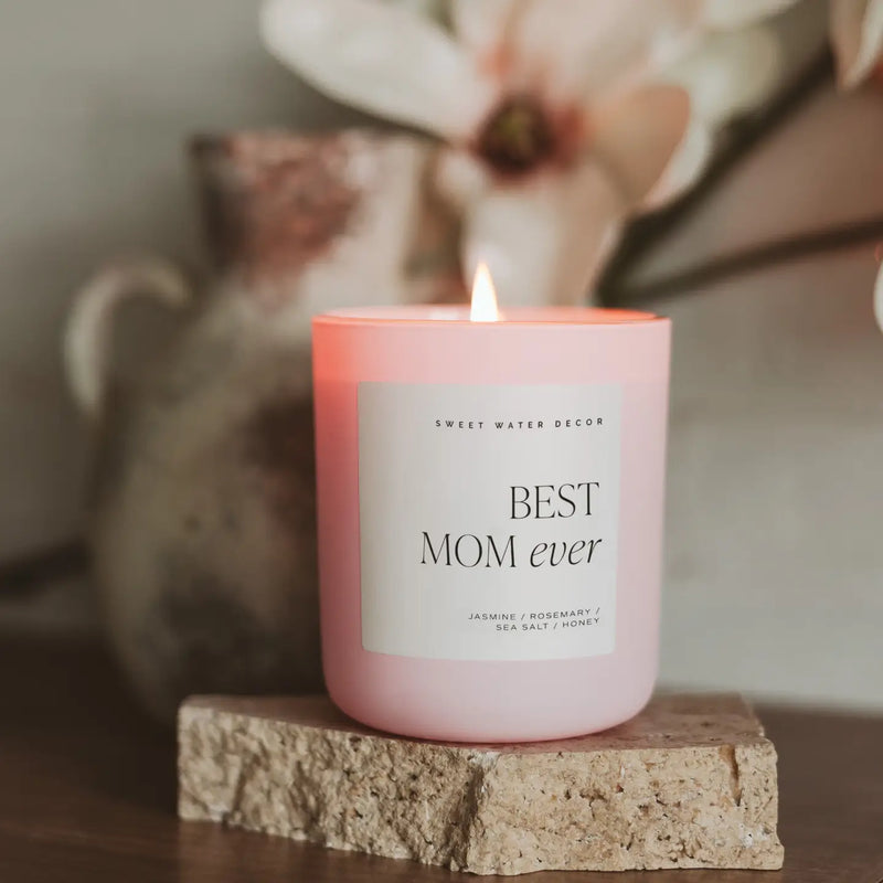 Sweet Water Decor Best Mom Ever 15 oz Soy Candle, Matte Jar