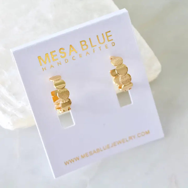 Mesa Blue Gold Full Moon Huggie Hoop Earrings