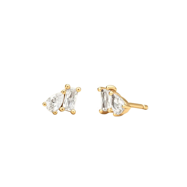 Made By Mary Toi Et Moi stud earrings – minimalist gold vermeil double disc studs, symbolic everyday jewelry.