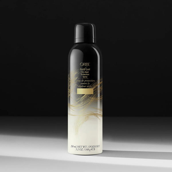 Oribe Gold Lust Dry Heat Protection Spray – lightweight invisible heat protectant for all hair types, shields from styling damage, adds shine and softness.