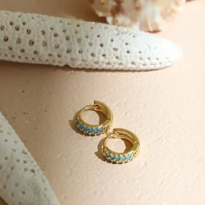 Katie Waltman Turquoise Duo Huggies