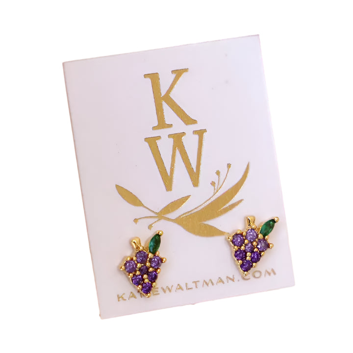 Katie Waltman Grape CZ Stud Earrings featuring a cluster of round-cut cubic zirconia in a rich purple grape-inspired arrangement — petite, sparkling, and perfect for adding a pop of color to casual or formal looks.