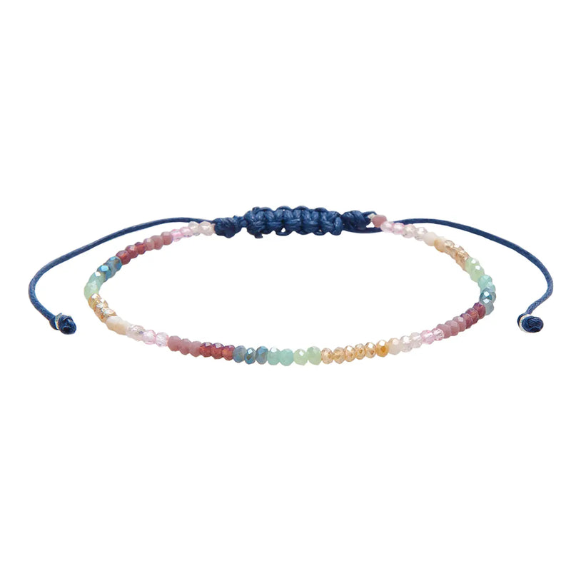 Lotus & Luna "I Am Fierce" Goddess bracelet – multicolor crystal bead affirmation bracelet with adjustable cord.
