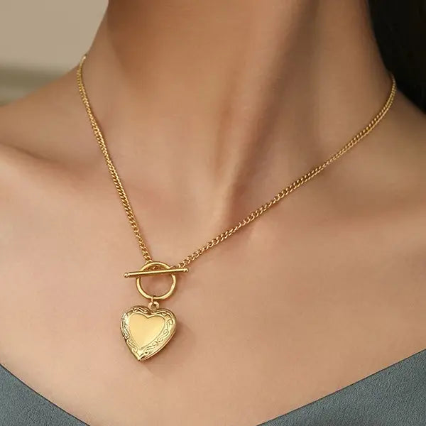 JOSSLYN Toggle Heart Locket Necklace