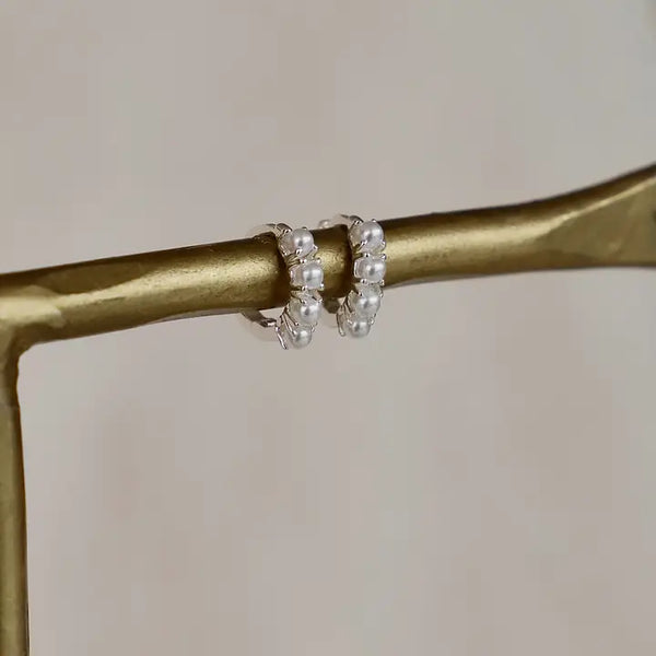 Katie Waltman Silver Mini Pearl Hoops