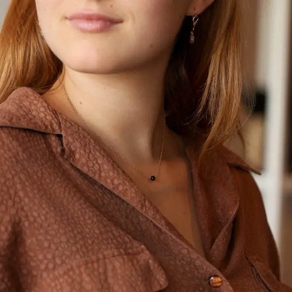 maemae Crystal Healing Black Onyx Protection Stone Necklace