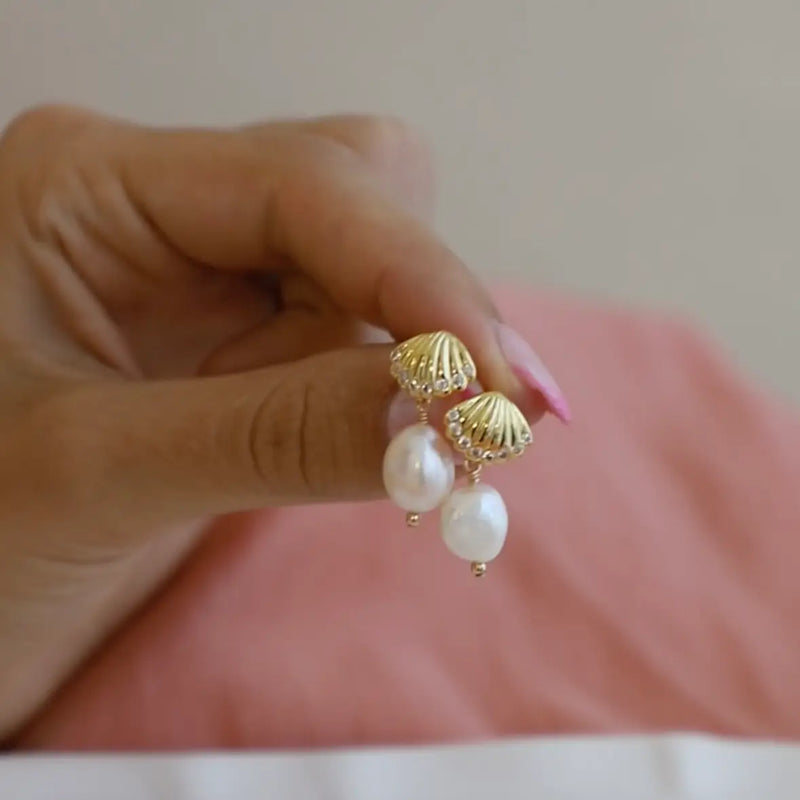 Katie Waltman Seaside Shell Pearl Studs