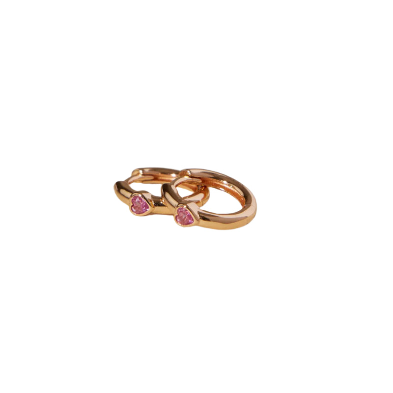 Made By Mary Pink Heart Huggie Hoop Earrings