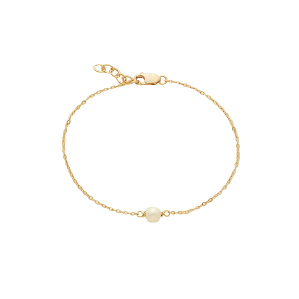 Made By Mary pearl bracelet – delicate freshwater pearl string bracelet with adjustable gold vermeil clasp, minimalist everyday jewelry.