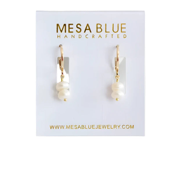 Mesa Blue Double Pearl Drop Earrings