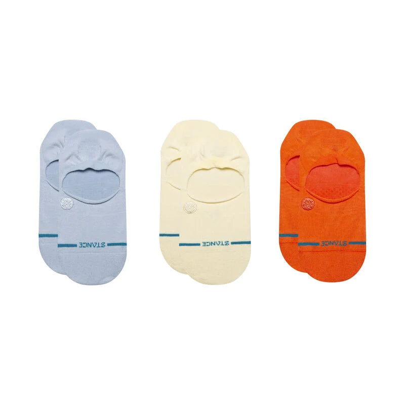 Stance Icon No Show Socks 3-Pack in Periwinkle — ultra-low cut socks in soft periwinkle tone, designed with light cushioning, seamless toe, and a no-slip heel grip for invisible comfort in low-profile shoes.