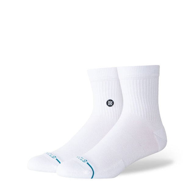 From Stance Icon Quarter Socks in the color White. The most comfortable sock, and a staple! High-performance quarter-length socks featuring Stance’s signature Icon design. Crafted with breathable, durable materials for all-day comfort and support. The classic white color makes these socks perfect for sports, workouts, or casual wear, ensuring style and functionality in every step. Easily dressed up or down.