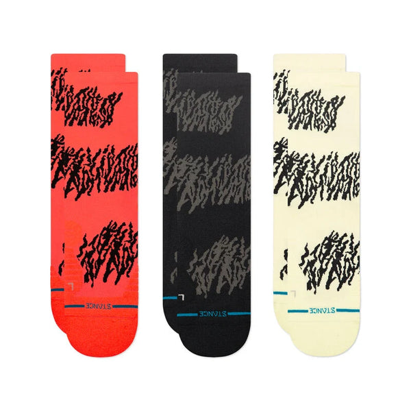 Stance Light Performance Crew Socks 3-Pack in Glacier and Neon Pink — athletic crew socks designed with moisture-wicking fabric, breathable mesh panels, and light cushioning for high-performance comfort and style.