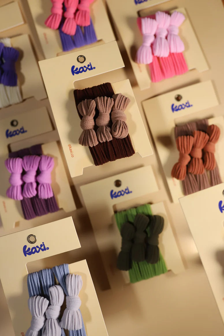 KAXI TWO TONED BOW SLICK BACK PONYTAILS (PACK OF 3)