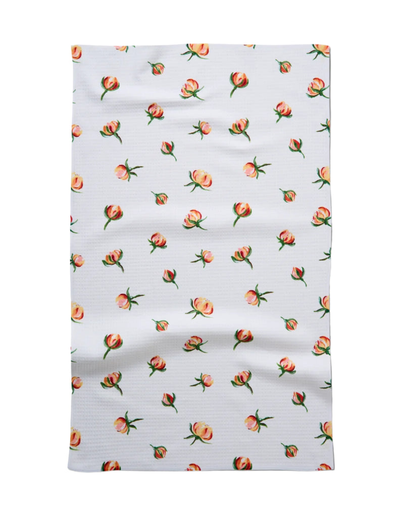 Spring-inspired yellow rosebud towel for kitchen or bathroom décor by Geometry. Eco-friendly, stylish and fast drying tea towels.
