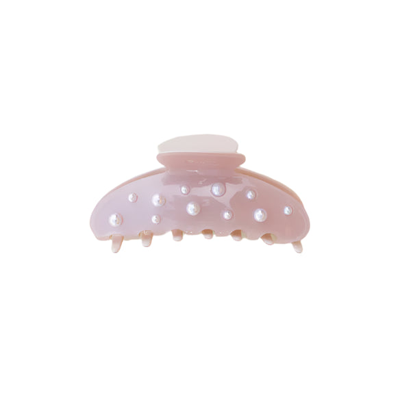 Elegant large pearl hair claw clip for thick hair – Kaxi minimalist claw for everyday updos. This claw has a strong hold and keeps hair up.