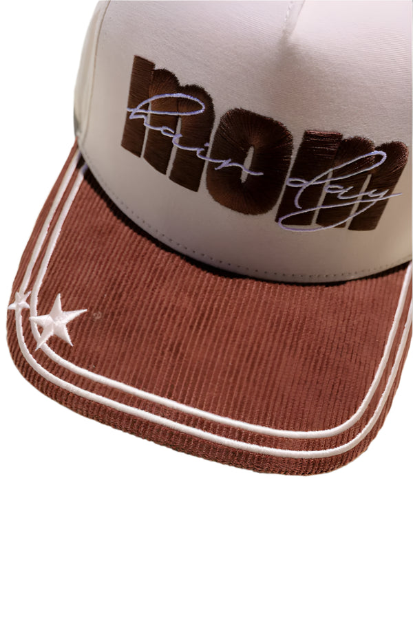 KAXI MOM HAIR DAY Trucker Hat – Mesh-Back Snapback Cap with Embroidered Patch for Casual Mom Style or Bad Hair Days.