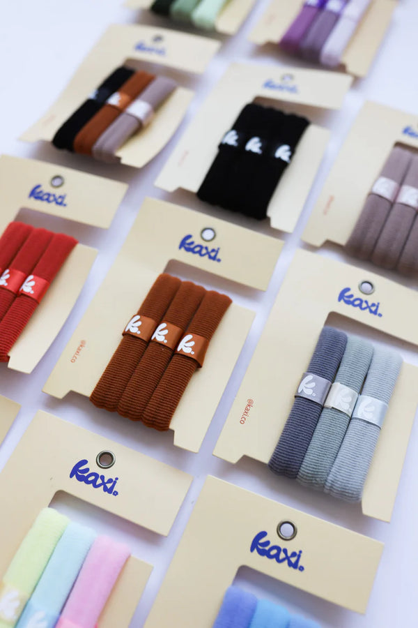 KAXI Solid High Intensi'ties' Hair Ties – Pack of 3 Strong, No-Slip Elastic Hair Bands for All-Day Hold and Damage-Free Styling.