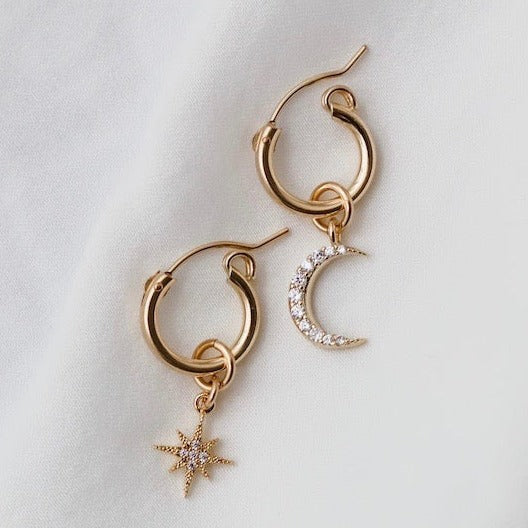 Katie Waltman Celestial Moon and Star Hoops