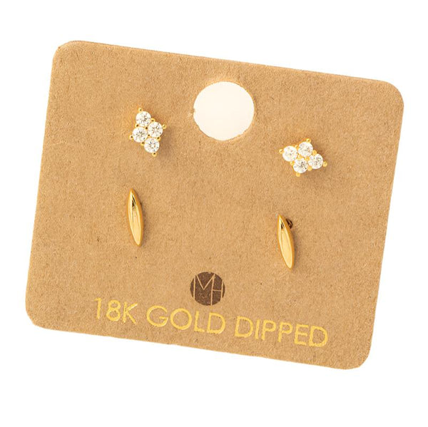 Mini Four Piece Rhinestone Stud Earrings