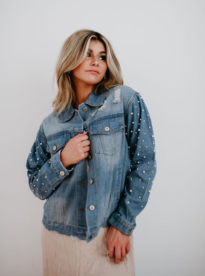 Pearl Beaded Denim Jacket