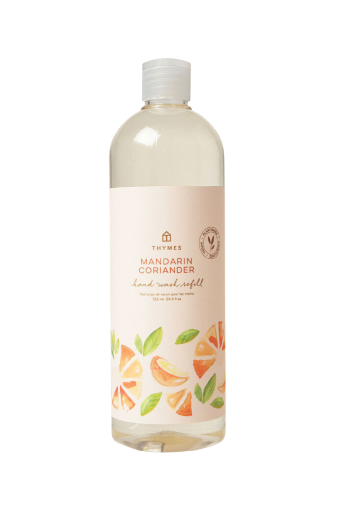 Thymes Mandarin Coriander Hand Wash Refill, offers a convenient and eco-friendly solution to refill your hand wash. Infused with a vibrant citrus and herbal blend, this refill delivers a refreshing, energizing scent while keeping your hands clean and moisturized. Perfect for regular use and reducing plastic waste.