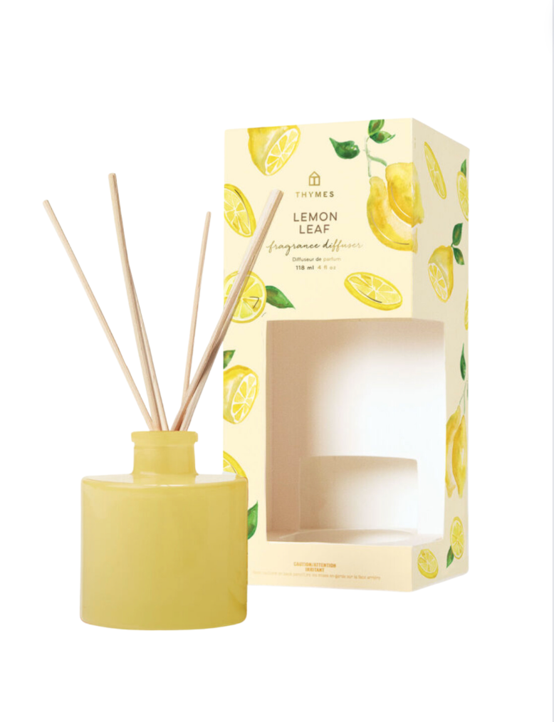 Lemon Leaf Thymes scented glass reed diffuser goes beautifully in any kitchen, bathroom or room space.  Fills a small space with a refreshing lemon scent. Makes for a great gift.