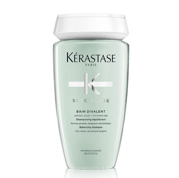 Kérastase Bain Divalent clarifying shampoo for balanced, healthy hair. This shampoo will help balance the oils in the hair and scalp and nourishes the hair.