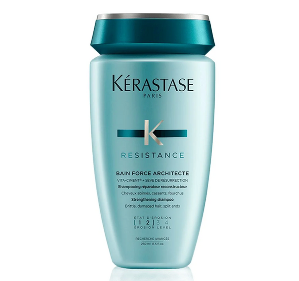 Kerastase Resistance Bain Force Architecte shampoo for repairing and fortifying split ends. Shampoo for weak and brittle hair. 