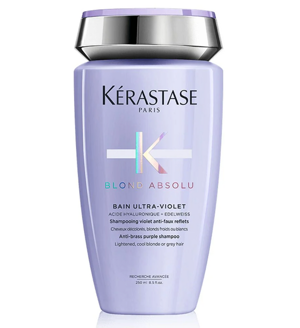 The best neutralizing anti-brassy purple shampoo for blondes. Kérastase purple shampoo for brightening and strengthening color-treated hair.