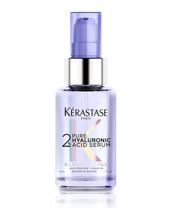Kérastase Blond Absolu 2% Pure Hyaluronic Acid Serum for deep hair hydration. It smooths and shines and adds back in hydration for blond hair or processed hair.