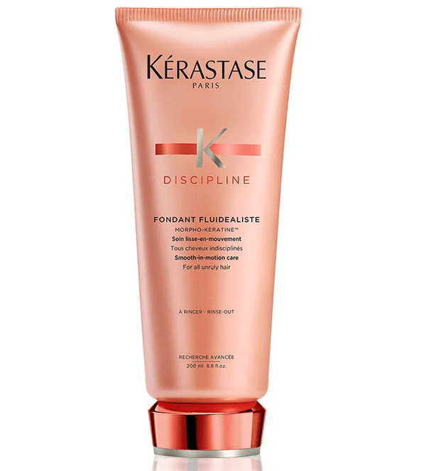 Luxury hair conditioner by Kérastase for lightweight hydration and frizz control. Keratin-infused conditioner that provides fluidity and shine for frizzy prone hair.